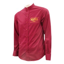 Design stand-up collar dark red shirt, custom-made solid color heat transfer logo shirt, long-sleeved chef shirt uniform KI112 Design stand-up collar dark red shirt, custom-made solid color heat transfer logo shirt, long-sleeved chef shirt uniform KI112